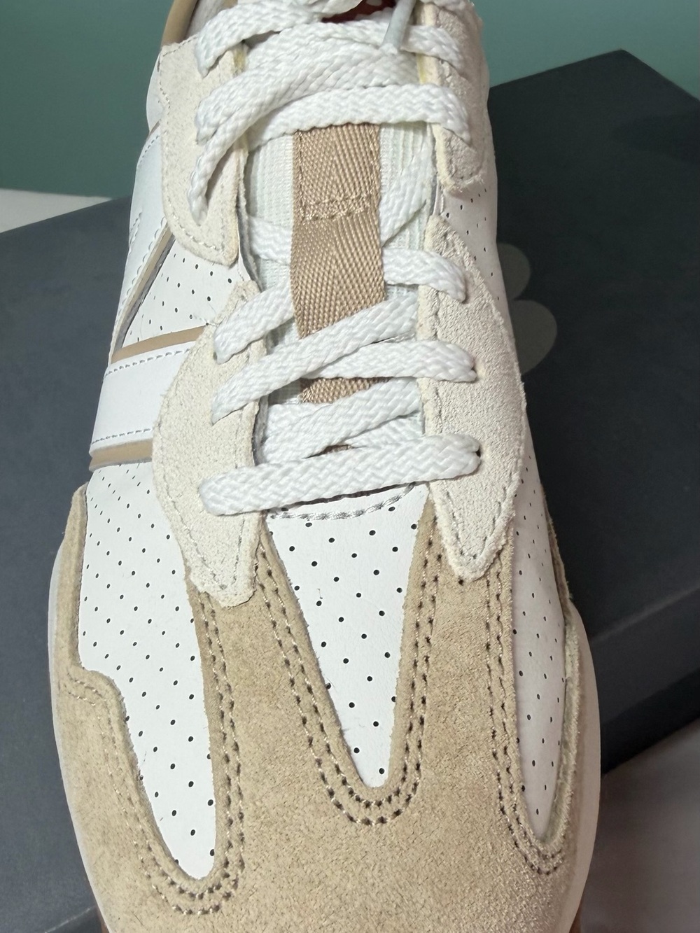 New Balance White and Tan New Balance 327 'Incense Sea Salt' (MS327PS) size 8 W - Picture 6 of 13